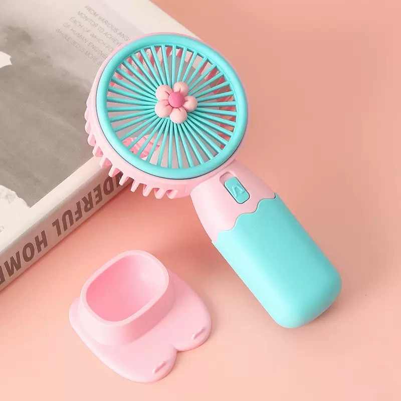 Mini ventilador portátil de color macarron con base, carga usb, pequeño ventilador de escritorio portátil regalo de verano image 16