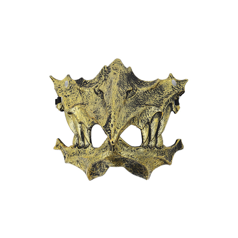 fiesta máscara de esqueleto dientes largos demonio esqueleto mitad cara máscara de lobo detrás máscara gigante disfraz de Halloween