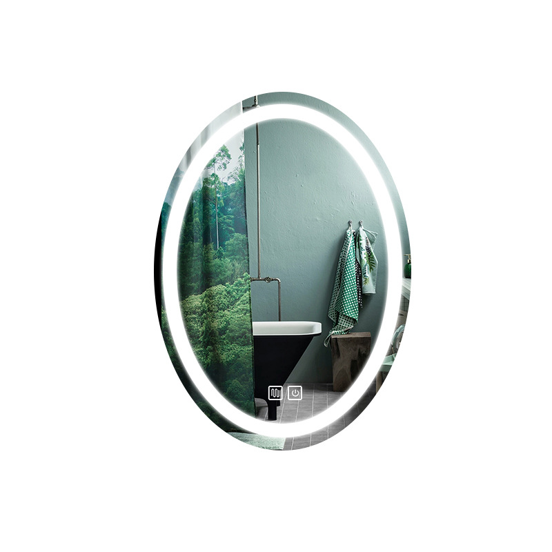 Espejo de baño inteligente con lámpara LED Espejo luminoso de baño de pared maquillaje anti-fog anti-explosión elíptico nuevo