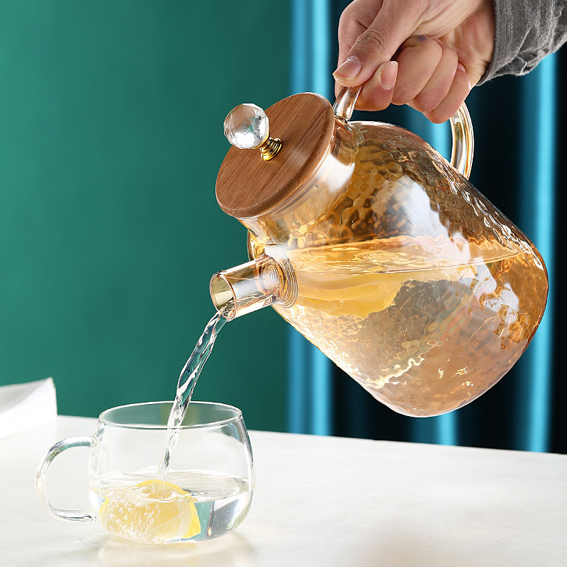De vidrio hervidor de agua fría traje resistente al calor de alta temperatura de la tetera fruta de la flor tetera Taza refrigerador hogar agua hirviendo hervidor de agua fría