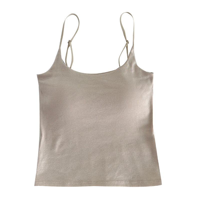 La primavera y el verano nueva belleza espalda camisola mujeres con almohadilla en el pecho fijo Copa interior y exterior desgaste camisola tubo Top bottoming chaleco mujeres
