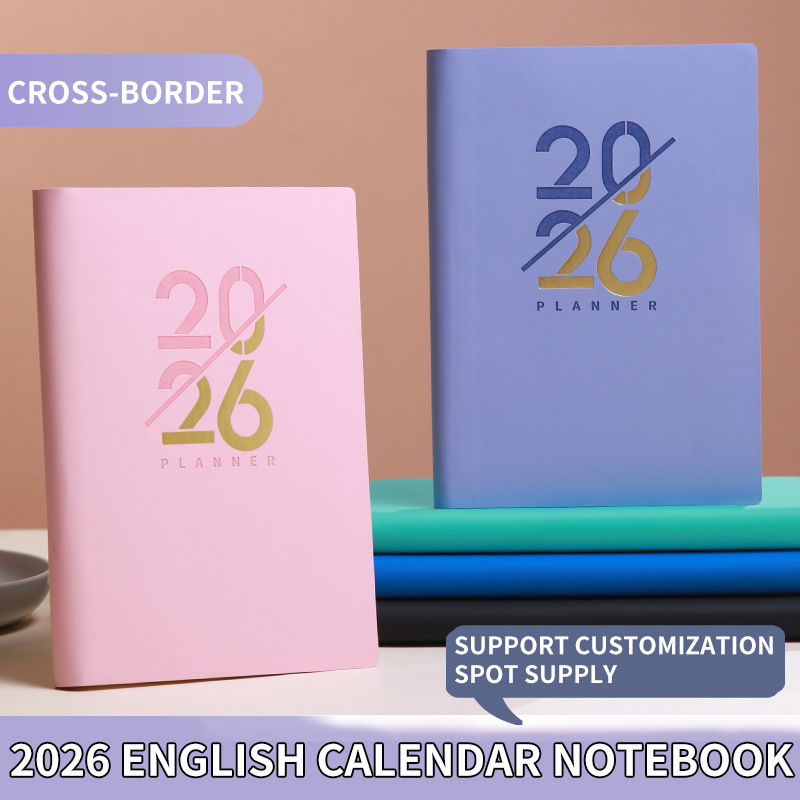 2026日程本跨境英文版外贸记事本工作效率记录本马卡龙简约计划本|undefined