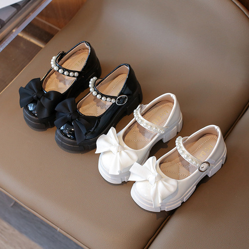Girls' Lolita Bow-Knot Leather Shoes—Autumn Style Children's Princess Shoes, Student Pearl Mary Jane Loafers