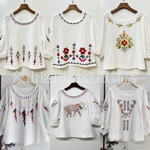 民族风女装上衣 2025夏季新款棉麻女士绣花上衣旅游民族服饰批发