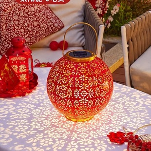 Solar Red Lantern New Year's Day Outdoor Decorative Lights Spring Festival Balcony Chandelier New Year's Hanging Decoration Solar Outdoor