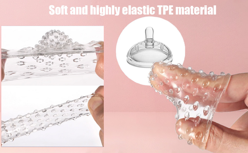 Textured TPE Finger Sleeves for Adults, Wolf Tooth Studded Design, Purple Single Pack — detail image 9