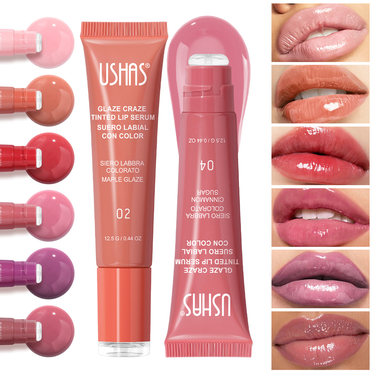 USHAS Europa y los Estados Unidos transfronterizos spot líquido esmalte labial hidratante esmalte labial sin taza de manguera esmalte labial