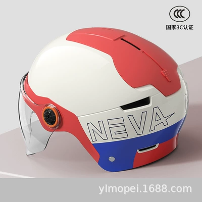 half helmet safety helmet, Motosiklet kaskı (dəbilqə) - khakis-neva-flower-transparent-short-mirror