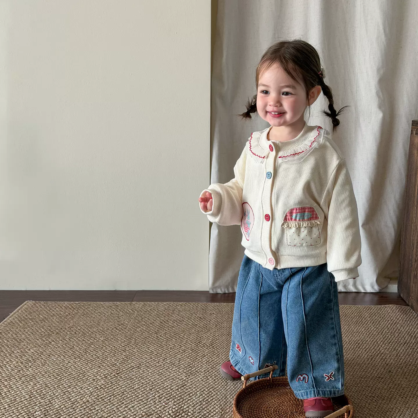 蔗梨童装女童毛衣外套春装2026新款洋气儿童开衫上衣婴儿女宝衣服