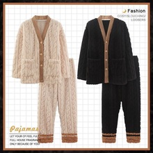 买一送一情侣睡衣珊瑚绒秋冬季加厚加绒男女士可爱保暖家居服套装