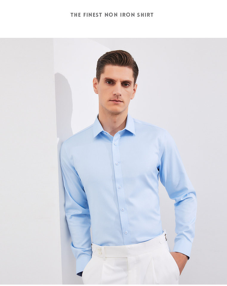 Áo sơ mi nam dài tay công sở cổ vuông, cotton chải kỹ sợi 80 dệt đôi, phong cách doanh nhân — Trắng - Cổ vuông - Dài tay, Trắng - Cổ vuông - Tay ngắn, Xanh nhạt - Cổ vuông - Tay dài, Xanh nhạt - Cổ vuông - Tay ngắn chi tiết 17