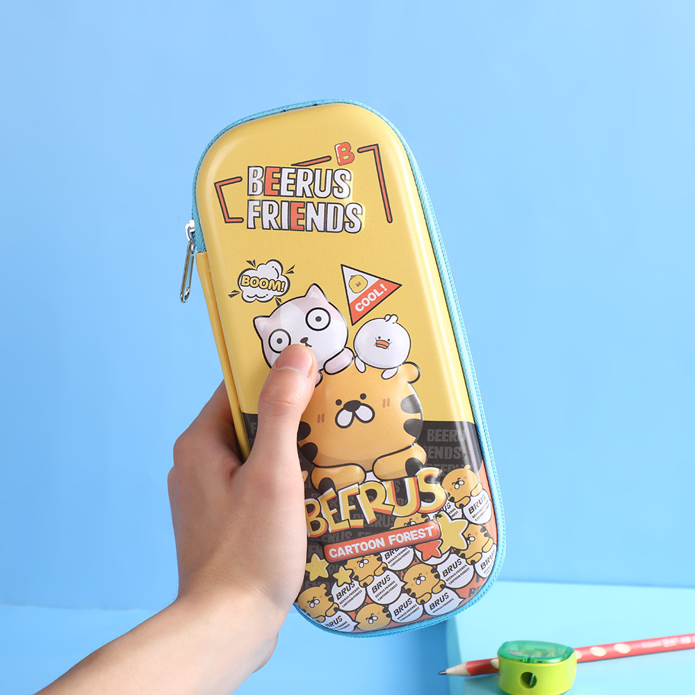 Caja de papelería de dibujos animados, niños lindos, estudiantes, niños y niñas, bolsa de papelería, caja de lápices de gran capacidad, bolsa de lápices tridimensional al por mayor