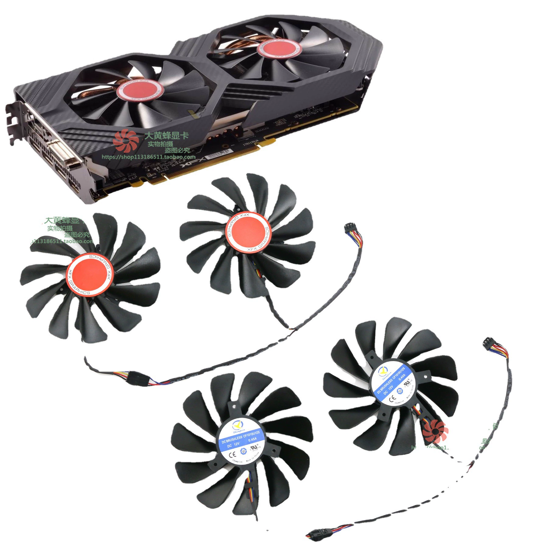 Подходит для XFX News RX580 590 8G Black Wolf Edition RX Vega56/64 не-public карта Карта Вентилятор CF1010U