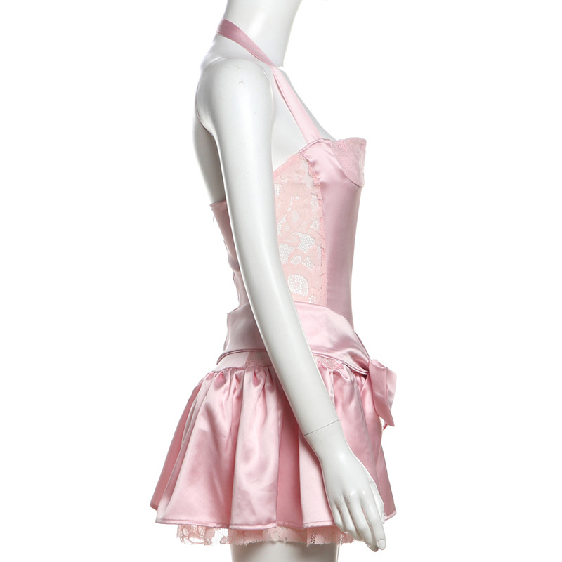 Summer Women Clothing Sexy Bow Halter Backless Slim Dress Women