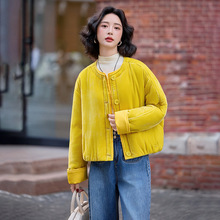 时尚米白色丝绒棉衣棉服女2025冬新款加厚保暖学院风棉袄 SY8815