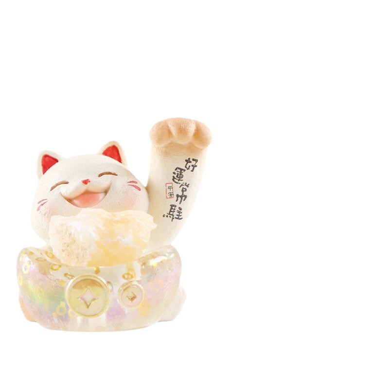 一只招财喵水晶盲盒树脂工艺摆件潮玩卡通少女心盲盒桌面办公装饰|undefined