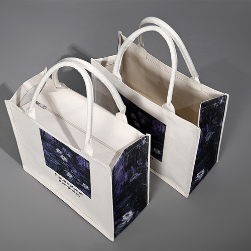 Cotton Bag In Stock, Same As Mall Gift Handbag, Literary DIY Good Quality Linen Jute Bag, Zipper Canvas Bag