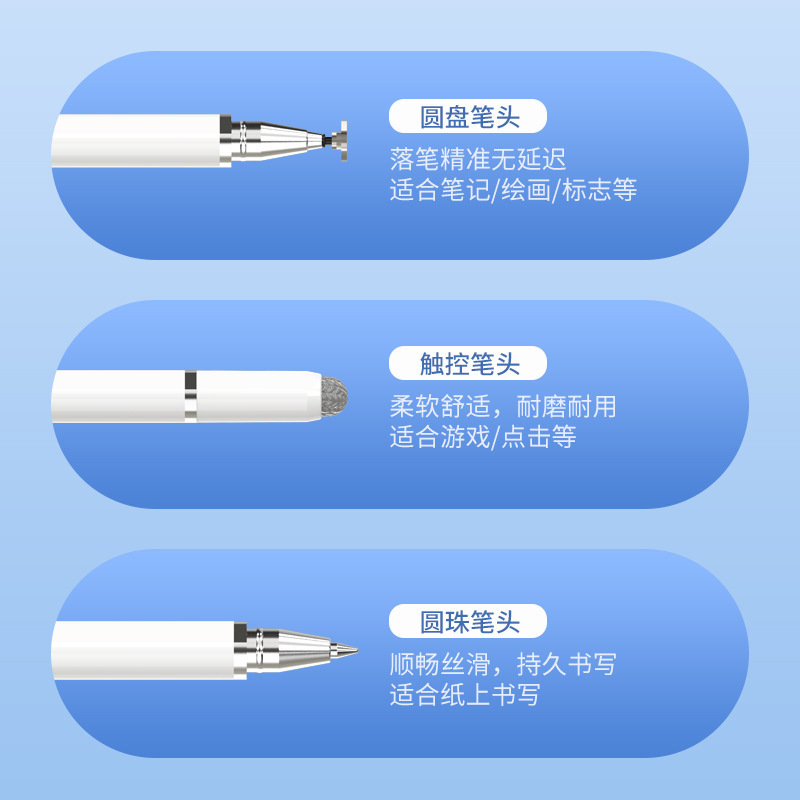【マグネット吸着内蔵】スリーインワンマグネットタッチペン携帯電話タブレット手書きペンクリップ絵画コンデンサペン|undefined