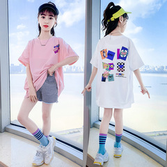 Women's Short Sleeve T-Shirt Summer New Children's Korean Version Half Sleeve Top Middle Child Summer Wear Loose T-Shirt Long
