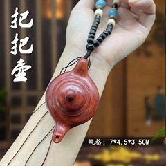 Handcrafted Small Wooden Teapot Ornament, Rosewood Mini Teapot, Portable Antique Style Craftsmanship Decorative Wall Hanging Accessory Pendant