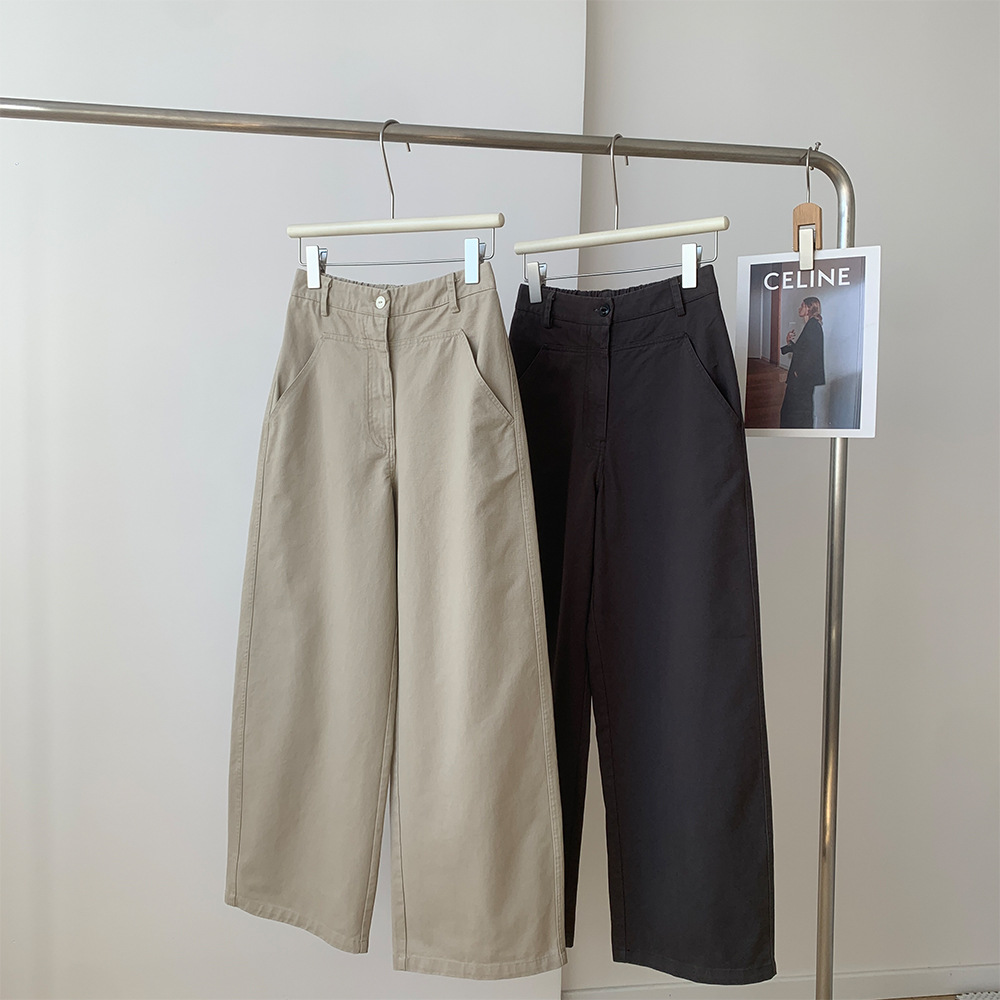 Daily Miscellaneous Style High-Waisted Pants Wide-Leg Pants 2025 Spring New Korean Style Cotton Loose Versatile Slim Casual Pants for Women