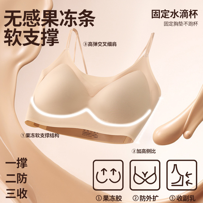 2025 新ソフトサポート超薄型美しい背中抗菌プッシュアップ胸包み美しい背中女性固定大きいサイズサスペンダーブラジャーベース|undefined