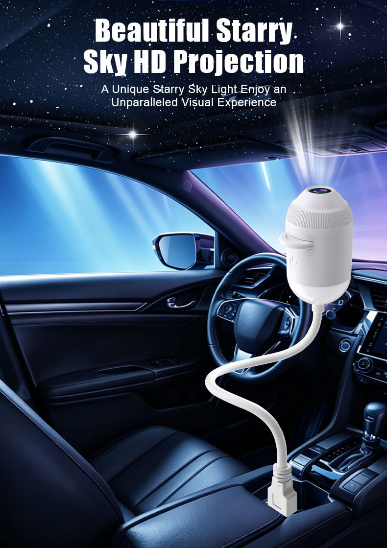 Cross-border bestseller USB starry sky projection lamp for car interior, home, bedroom, night light, romantic galaxy ambiance light