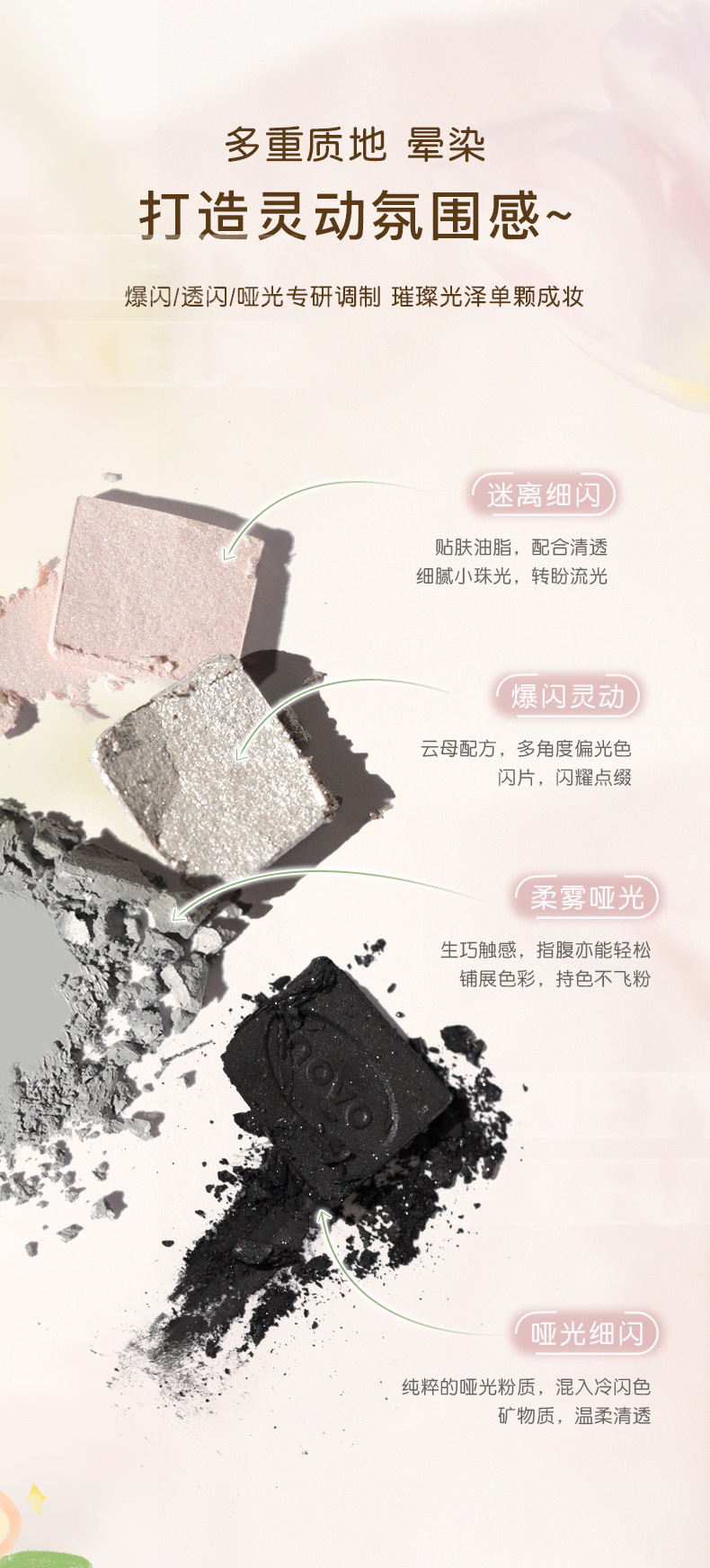 NOVO nine-color eyeshadow palette, earth tones, super shiny, no smudging, sparkling, waterproof, high-end feel, affordable student Instagram undefined