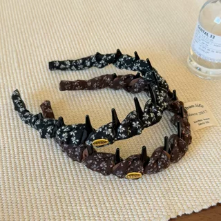复古碎花磨毛布艺缠绕发箍显发量高颅顶头箍韩版金标轻奢发卡头饰