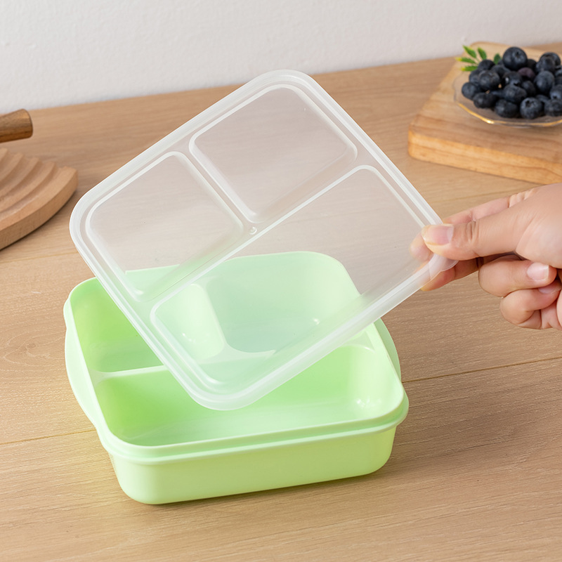 Caja de almuerzo de oficina sellada con caja de almuerzo para estudiantes tres particiones con cubierta caja de preservación fresca puede calentarse por microondas caja de almuerzo