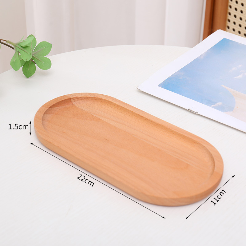 Bandeja de madera maciza estilo japonés, plato rectangular de almacenamiento, plato creativo para frutas, plato de madera de haya para desayuno, bandeja de madera para aperitivos.