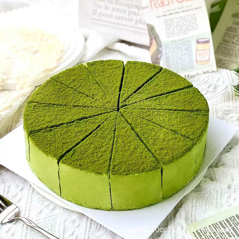 Yimiting Matcha Double Layer Cheese Mousse Cake, Commercially Available Sliced Mousse Cake for Tea Restaurants and Cafes