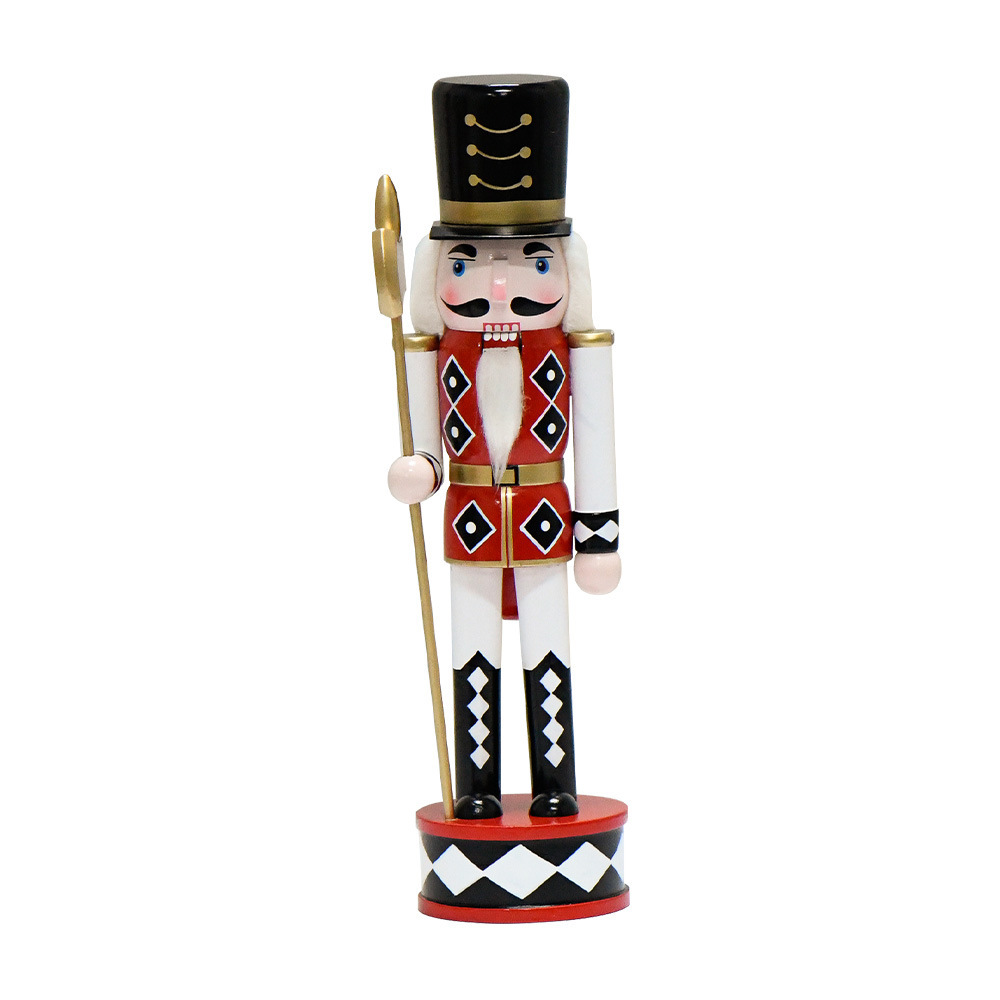30CM madera transfronteriza negro y blanco serie de cuadrillas de madera cabeza blanca rey cascanueces decoraciones de Navidad