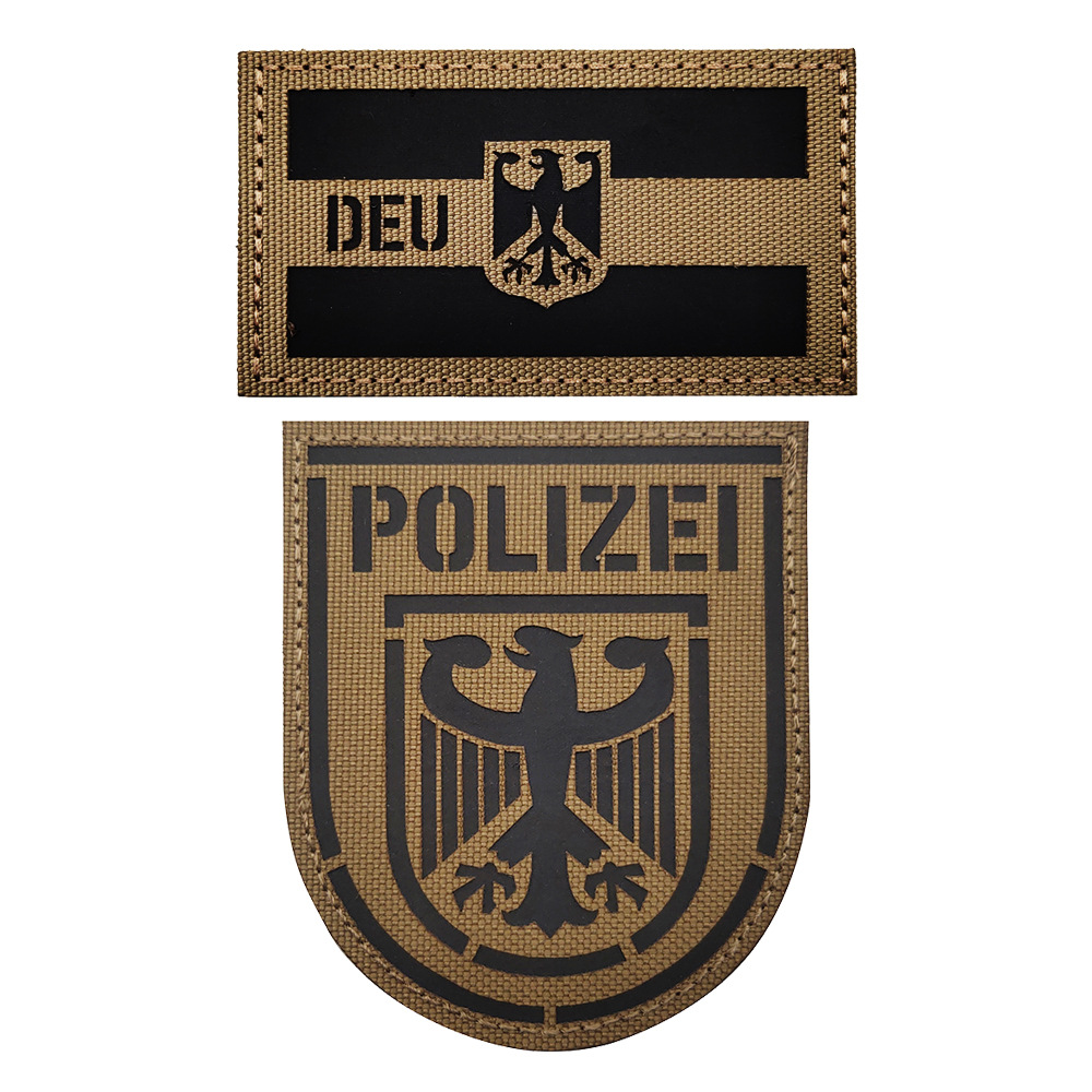 IR Alemania bandera DEU parche 9*5 brazalete de Velcro reflectante insignia bolsa al aire libre con sello