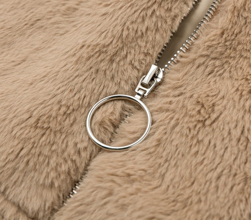 Cappotto donna finta pelliccia cardigan cerniera effetto coniglio_voghion.com