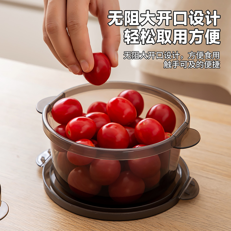 收纳盒密封透明塑料圆形保险盒食品级家用厨房微波炉冰箱专用盒子