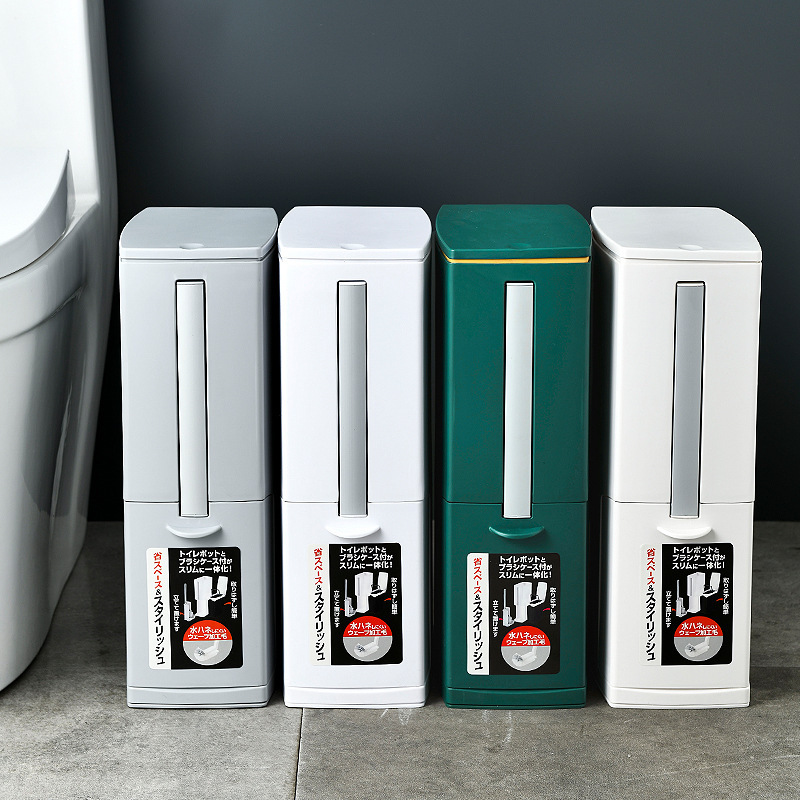Fashionable Bathroom Simple Large Trash Can Toilet Brush One-piece Bathroom High Color Value Creative Trash Can with Lid