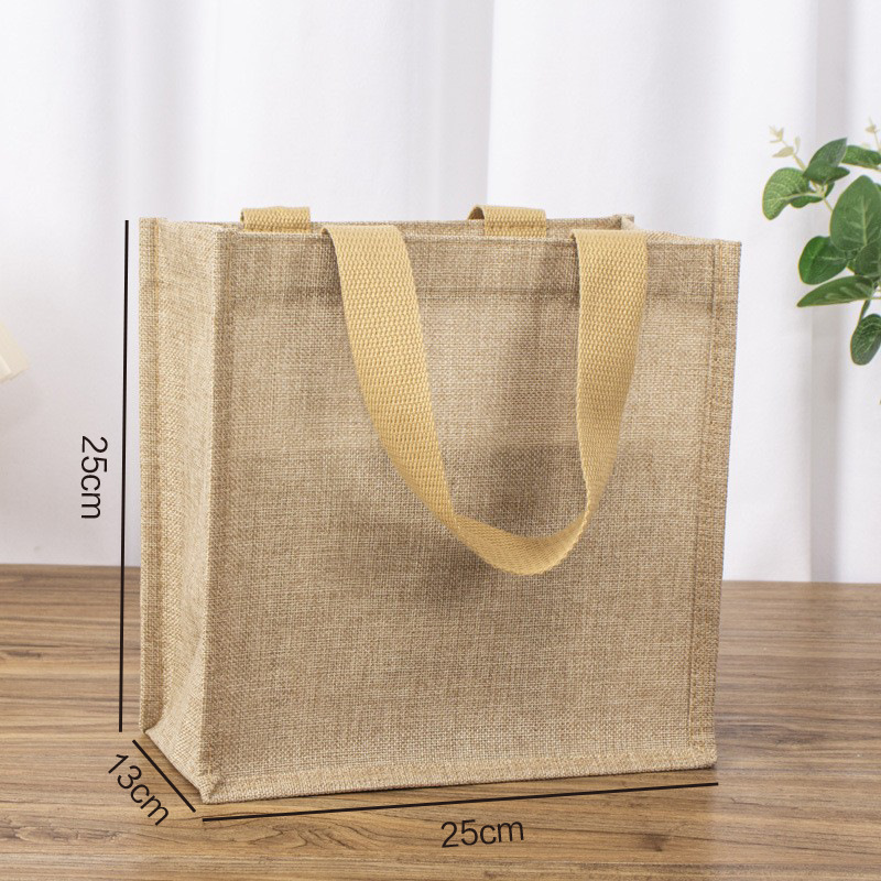 Bolsa de lino simple retro jute portátil bolsas de regalo de regalo de gran capacidad bolsas de lino personalizadas