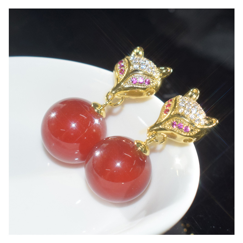 황금여우 카넬리안 귀걸이