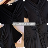 300斤特大码女装胖mm法式v领连衣裙夏季简约气质褶皱垂感宽松裙子，女装大码女装，变形策服饰
