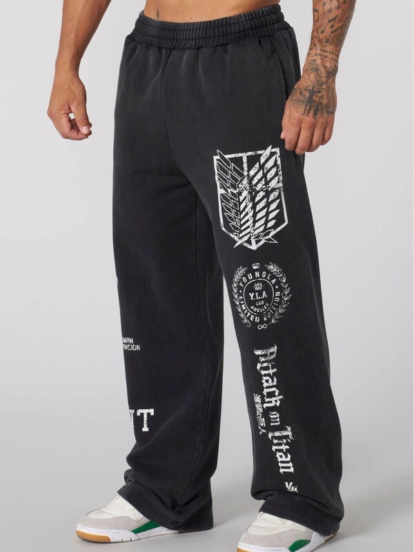 American Youngla Co-Branded Anime Attack on Titan Jogger Cotton Terry Printed Wide-Leg Pants