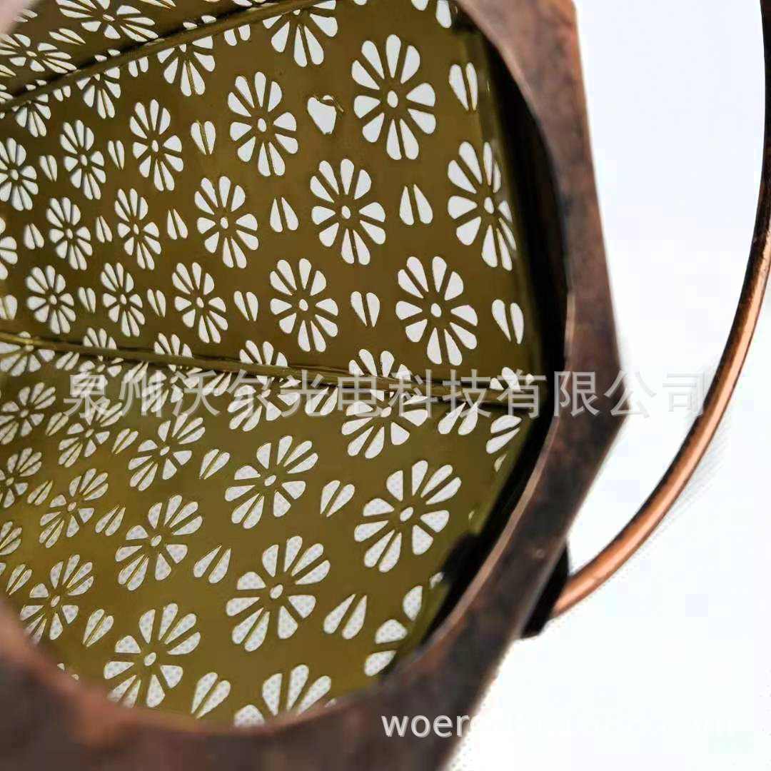 亚马逊LED 户外庭院装饰灯六角摩洛哥花纹镂空 复古  铁艺投影灯