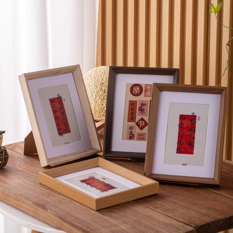 Factory Wooden Photo Frame Display Stand Wholesale A4 Calligraphy Picture Frame Wall Hanging 5inch 6inch Creative Simple Desktop Photo Frame
