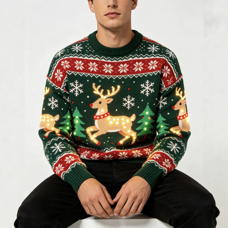 European and American Christmas Reindeer Jacquard Sweaters, Holiday Ugly Sweaters, Source Factory, Oem Label Customization, Custom Designs and Samples European and American Christmas Reindeer Jacquard Sweaters, Holiday Ugly Sweaters, Source Factory, Oem Label Customization, Custom Designs and Samples