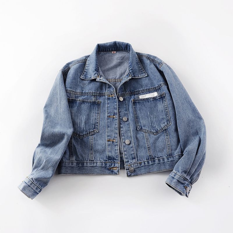 Giacca in denim classica da donna – Giacca in jeans slim fit, versatile, lavaggio chiaro, con bottoni sul davanti_voghion.com