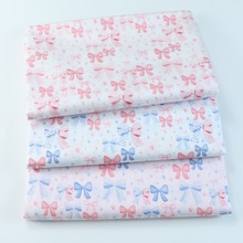 卡通蝴蝶结纯棉布料 夏季床品女生睡衣裤四件套全棉斜纹印花布料