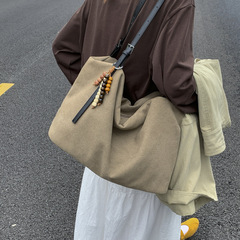 慵懒风大容量单肩包2025秋冬通勤今年流行帆布大包包休闲单肩包