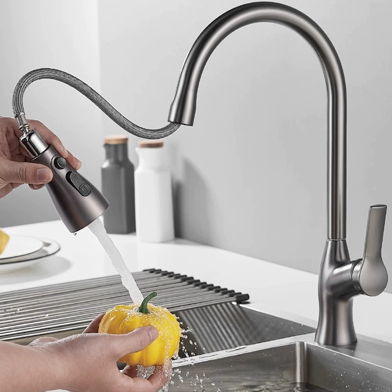 Фабрика прямых продаж кухня раковина вытягивания смеситель брызг раковина для мытья посуды может вращать горячий и холодный кран