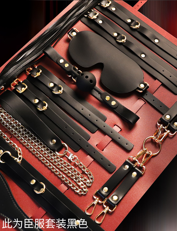 Jiuai SM Bondage Set for Couples with Nipple Clamps and PU Restraints, Black — detail image 32
