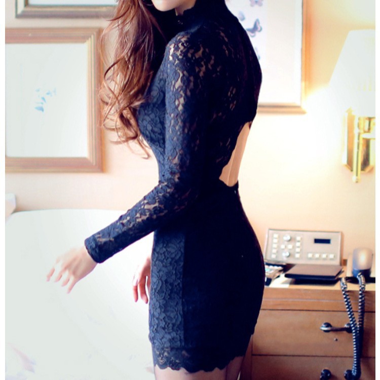 Nuevo sexy vestido de club nocturno sin espalda SLIM-Fit Secretaria envuelta en la cadera vestido de encaje vestido de rol ventas directas de fábrica